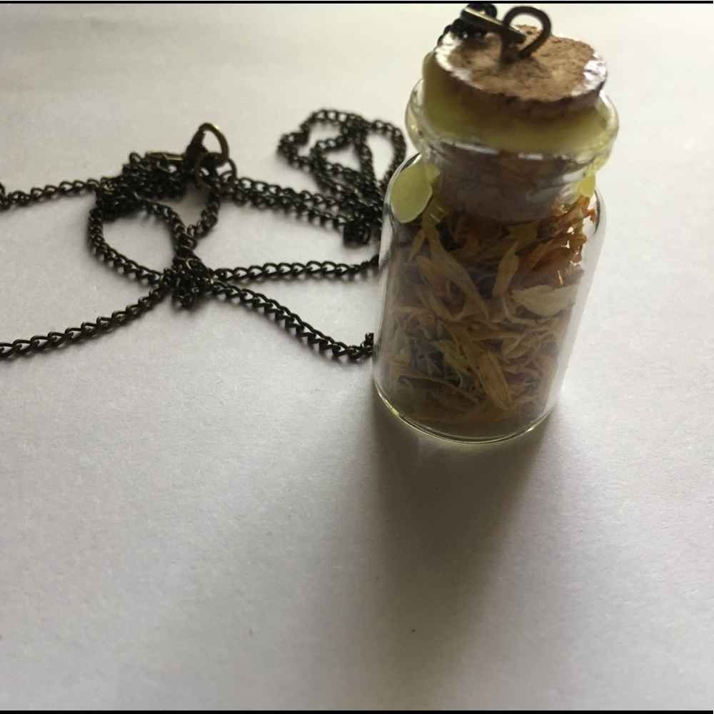 Calendula Flower Bottle Necklace